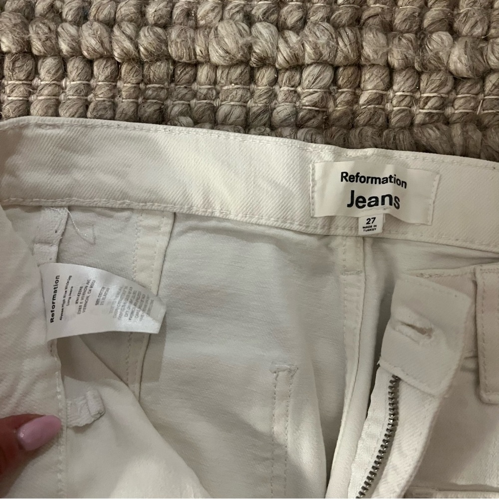Reformation White Wide Leg Jeans - Picture 2 of 3